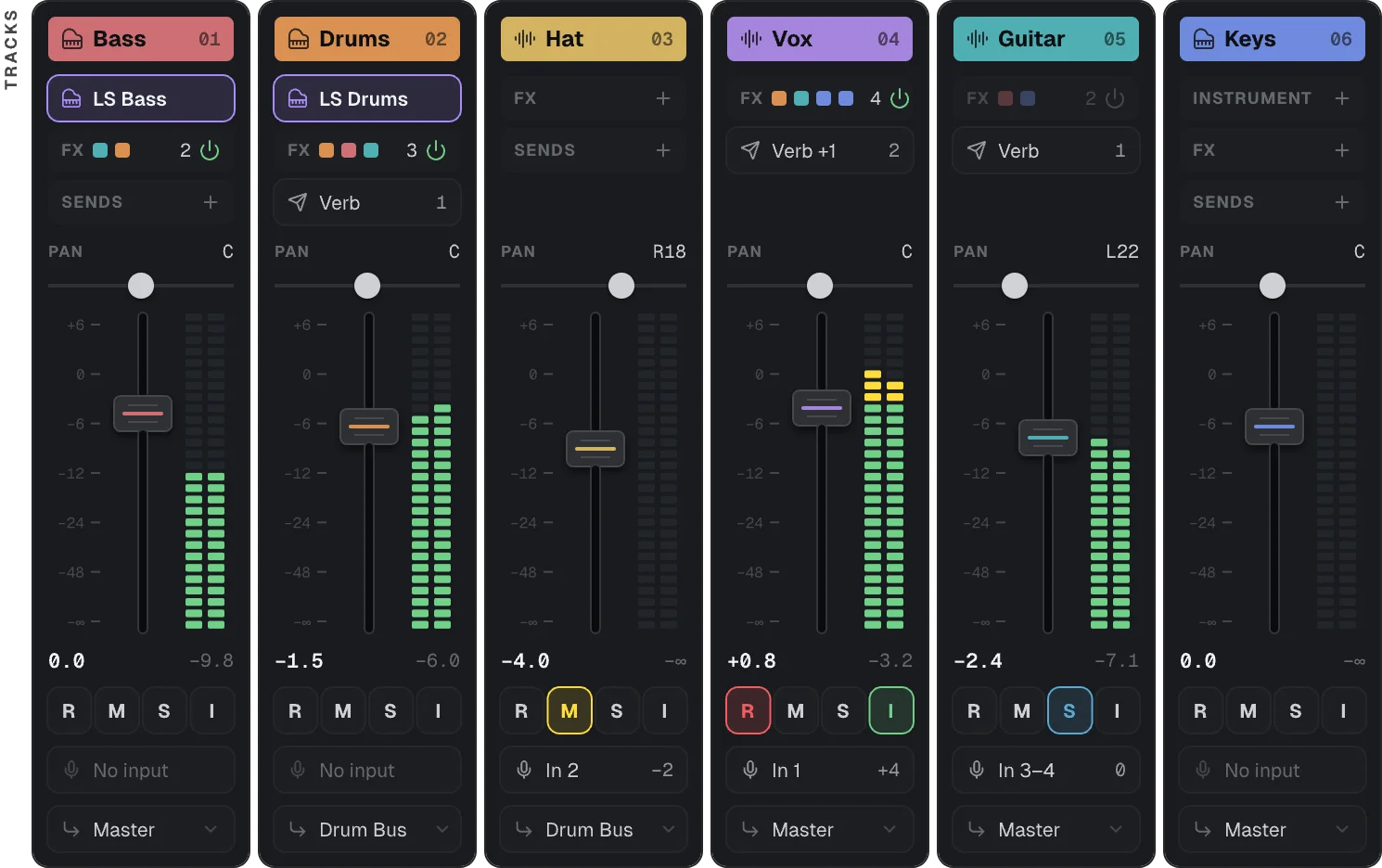 The mixer in Extended view