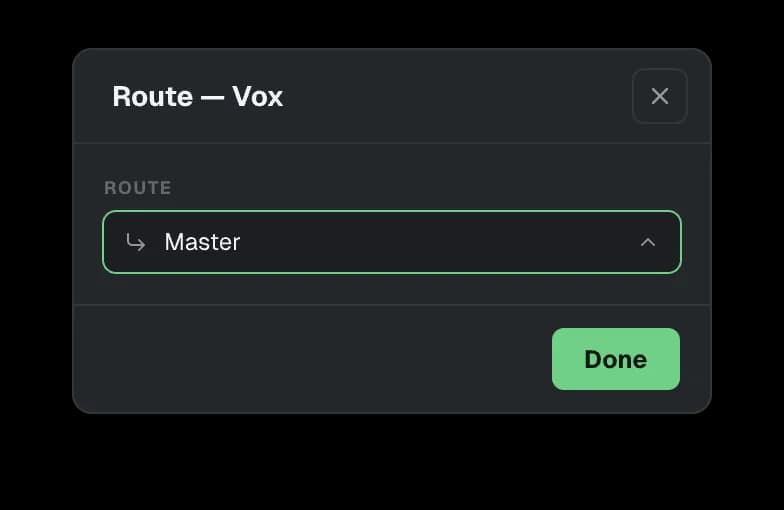 The Route dialog for a track