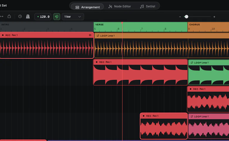The top of Looper Studio's Arrangement view.