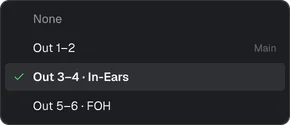 The Direct Out picker with Out 3–4 · In-Ears selected.