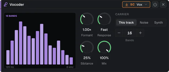 A Vocoder keyed from the Vox track.